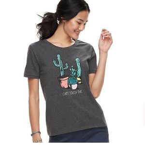“Can’t Touch This” by Print Shop gray cactus graphic tee juniors large